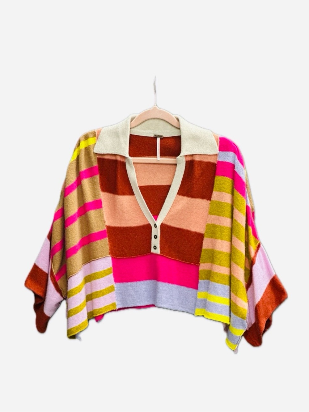 Rare‼️ EUC Free People Multicolor Polo Cape Cashmere Blend